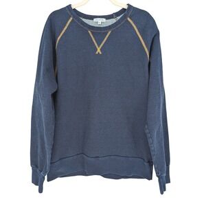 Gustin Dark Indigo Contrast Stitch Crewneck Sweatshirt Mens XL Cotton Raglan USA